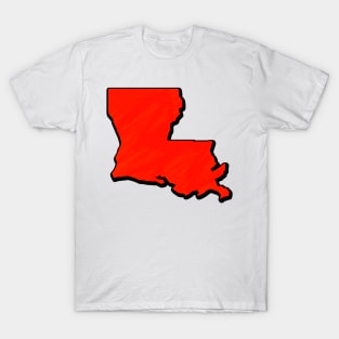 Bright Red Louisiana Outline T-Shirt